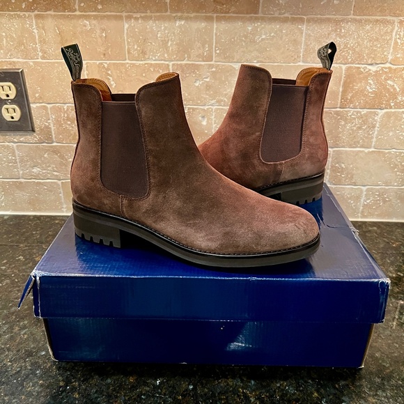 NWB Men's Polo Ralph Lauren Bryson Brown Suede Chelsea Ankle Boots Size 10.5 D - Picture 1 of 6